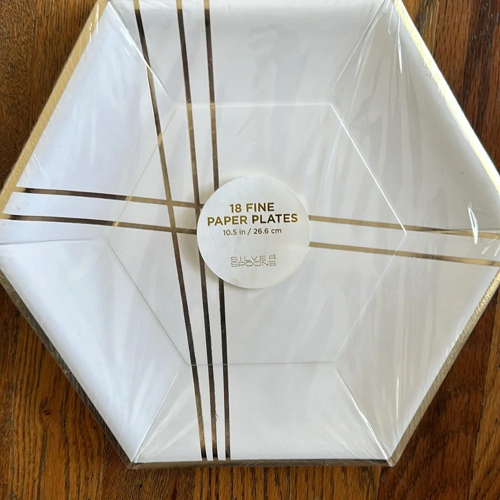 Gold & White paper plates